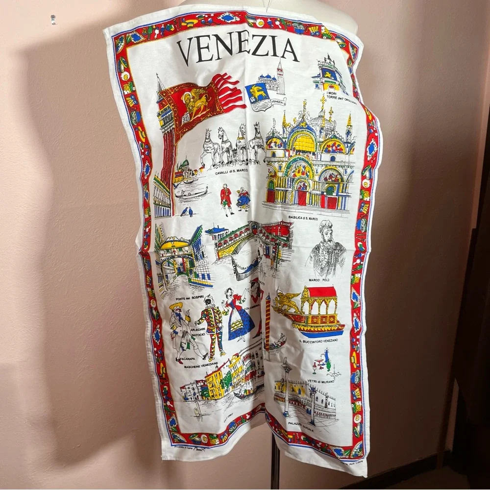 Vintage MCM Venezia Venice Italy souvenir travel Tea towel